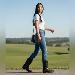 Chippewa 1901W67 Women’s Roper Leather Boots Motorcycle Western 8.5 Black USA